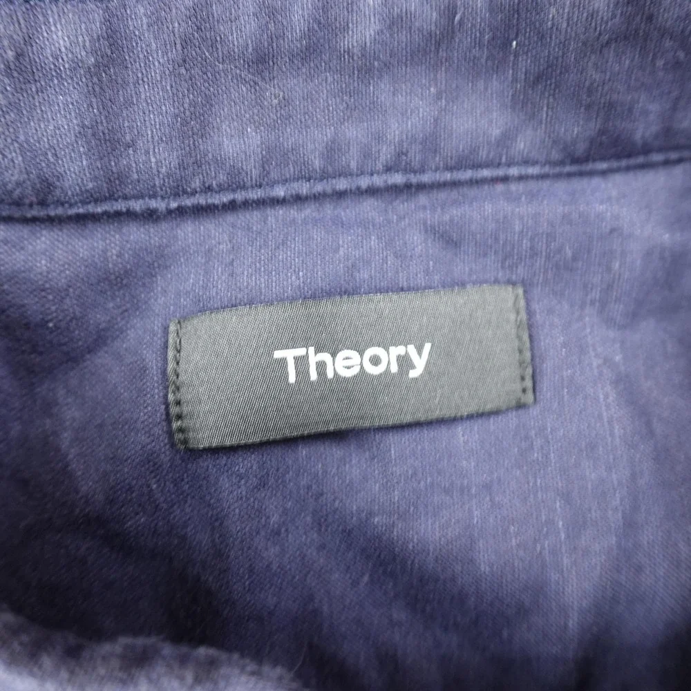 Theory Shirt Mens L Blue Irving Linen Long Sleeve Button Up Lightweight Chambray